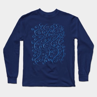 Glowing Blue Swirls Long Sleeve T-Shirt